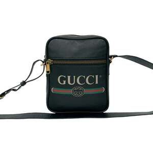 GUCCI Authentic Black Leather Pochette Shoulder Bag